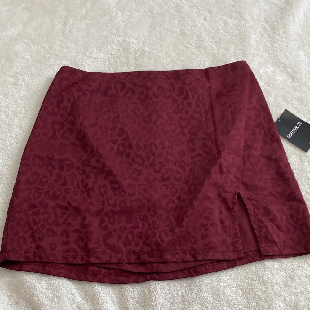 Forever 21 Burgundy Animal Print Mini Skirt